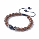 Adjustable Frosted Natural Black Agate(Dyed) Braided Bead Bracelets BJEW-JB04840-02-1