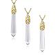 Bullet Natural Crystal Pointed Pendant Necklaces NJEW-BB00094-05-1