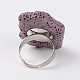 Pepitas ajustables anillos de dedo de piedras preciosas de roca de lava RJEW-I013-01-3