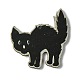 ハロウィン片面プリント木製ビッグペンダント  猫の形のチャーム  ブラック  51x47.5x2.5mm  穴：2.5mm WOOD-H103-03-1