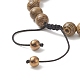 4 Stück 4-farbiges Armband-Set mit geflochtenen Perlen aus Naturholz und Legierung mit Totenkopf und synthetischem Hämatit BJEW-JB09214-6