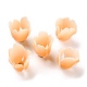4-花びら不透明なアクリルビーズキャップ  オレンジ色の花  オープンカフローズ  ライトサーモン  12~13x11~13x12~13mm  穴：1.2mm SACR-D007-08A-2