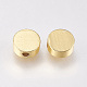 真鍮ビーズ  フラットラウンド  ゴールドカラー  6x2.5mm  穴：1.5mm X-KK-E735-32G-2