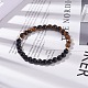 Bracelet extensible en pierre noire naturelle et perles rondes en oeil de tigre pour femme BJEW-JB07293-03-2