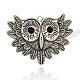 Alloy Jet Rhinestone Owl Head Big Pendants ALRI-J101-02AS-1