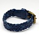 Trendy Unisex Casual Style Braided Hemp and Leather Wristband Bracelets BJEW-L268-M-2