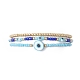 3 pièces 3 style mauvais œil polymère argile et graines de verre bracelets extensibles perlés ensemble pour les femmes BJEW-JB09228-5
