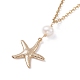 Collier pendentif étoile de mer et perles naturelles pour les vacances d'été NJEW-JN03744-01-5