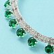 Pulsera con dijes de diamantes y circonita cúbica verde con cadenas de eslabones de latón chapado en bastidor BJEW-Q771-03S-3