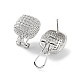 Square Brass Micro Pave Cubic Zirconia Stud Earrings Finding KK-E083-03P-2
