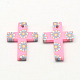 Handgemachten Fimo-Kreuz mit Blumenanhänger X-CLAY-Q216-M02-2