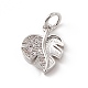 Brass Micro Pave Clear Cubic Zirconia Leaf Charms ZIRC-F132-48P-1