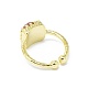 調整可能な天然の宝石の指輪  真鍮パーツ  正方形  ゴールドカラー  サイズ7  17.5~18.5mm RJEW-L089-13G-4