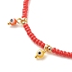 Bracelet de cheville en perles de verre et perles tressées en laiton avec breloques mauvais œil au chalumeau AJEW-AN00484-02-4