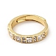 Clear Cubic Zirconia Rectangle Adjustable Ring RJEW-I087-03G-2