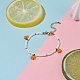 Pulsera de dijes de naranja trenzada con semillas de vidrio para mujer BJEW-TA00140-04-2