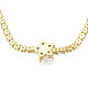 Cubic Zirconia Classic Tennis Necklace with Flower Links NJEW-N048-01G-4