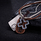 Unisex Retro Cross Zinc Alloy Pendant and Leather Cord Necklaces NJEW-BB15990-4