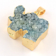 Dyed Natural Druzy Agate Pendants with Golden Plated Iron Findings G-R275-151-2