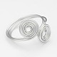 Placcato argento fatti a mano fili di alluminio anelli di barretta vortice RJEW-JR00137-2