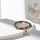 Bracelet extensible perles turquoises synthétiques étoile de mer & perles rondes bois naturel BJEW-JB07270-2