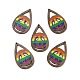 Colgantes grandes de madera de álamo impreso de una sola cara con tema de la bandera del arco iris/orgullo WOOD-G014-02E-1