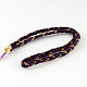 女性の染められた羽編みスエードコードのヘッドバンド  鉄チェーン  ゴールドカラー  暗紫色  450~540x7mm OHAR-R186-05-4