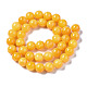 Chapelets de perles de pierres en jade jaune teinte G-R271-10mm-Y07-2