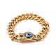 Ion Plating(IP) 304 Stainless Steel Curb Chains Bracelet with Crystal Rhinestone BJEW-E009-05G-02-4