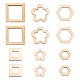 120個6スタイルポプラウッドリンキングリング  花と正方形と六角形  フローラルホワイト  17~30x19.5~30x2.5mm  内径：9~20x5~20mm  20個/スタイル WOOD-LS0001-24-2