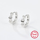 Rhodium Plated Platinum 925 Sterling Silver Micro Pave Clear Cubic Zirconia Hoop Earrings UZ5927-2-1