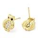 Rack Plating Brass Owl Stud Earrings with Cubic Zirconia EJEW-D061-11G-2