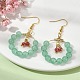 Boucles d'oreilles pendantes avec anneau en perles de verre imitation jade EJEW-JE05568-4