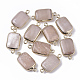 Edge Golden Plated Natural Pink Aventurine Links connectors G-S359-034I-1