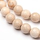 Faceted Natural Petrified Wood Round Bead Strands G-L377-35-12mm-1