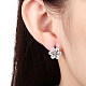 Laiton de fleurs de haute qualité zircone cubique boucles d'oreille EJEW-BB14957-6