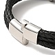 Leather Braided Triple Loops Multi-strand Bracelet with 304 Stainless Steel Magnetic Clasp for Men Women BJEW-C021-20-5