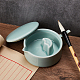 Fish Shape Porcelain Multifunctional Ink Dish with Brush Holder AJEW-WH0326-32-3