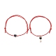 2 Stück 2-teiliges Armband-Set aus geflochtenen Perlen mit Herz- und Skelettschlüssel-Legierung BJEW-JB09772-3