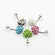 Fashionable 316L Stainless Steel Polymer Clay Rhinestone Heart Body Jewelry Eyebrow Rings/Nose Studs/Belly Rings AJEW-E011-05-2