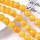 Chapelets de perles de pierres en jade jaune teinte G-R271-10mm-Y07-4