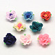 Handmade Polymer Clay 3D Flower with Leaf Beads CLAY-Q202-30mm-M-1