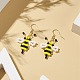 Glass Seed Braided Bee Dangle Earrings EJEW-JE05174-2