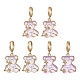 3 Pair 3 Color Resin Bear with Crystal Rhinestone Star Dangle Hoop Earrings EJEW-JE05244-1