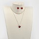 Heart Glass Pendant Necklaces & Dangle Earrings Jewelry Sets SJEW-JS00881-7