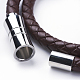 Two Loops Braided Leather Cord Wrap Bracelets BJEW-F291-16P-2