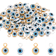 SUPERFINDINGS 80Pcs 2 Colors Brass Evil Eye Charms Lucky Eye Enamel Charms Flat Round Turkey Evil Eye Connectors Beads for Bracelets Necklaces Earrings Jewelry Making Hole: 1.4mm KK-FH0003-97-1