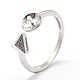 Adjustable Rhodium Plated 925 Sterling Silver Cuff Finger Ring Components STER-I016-042P-4