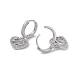 Clear Cubic Zirconia Heart with Snake Dangle Hoop Earrings KK-E068-VA089-1-2