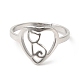 201つのステンレス鋼の指輪  女性のための猫の指輪とハート  ペットのテーマ  ステンレス鋼色  usサイズ6 1/4(16.7mm) RJEW-E063-03P-2